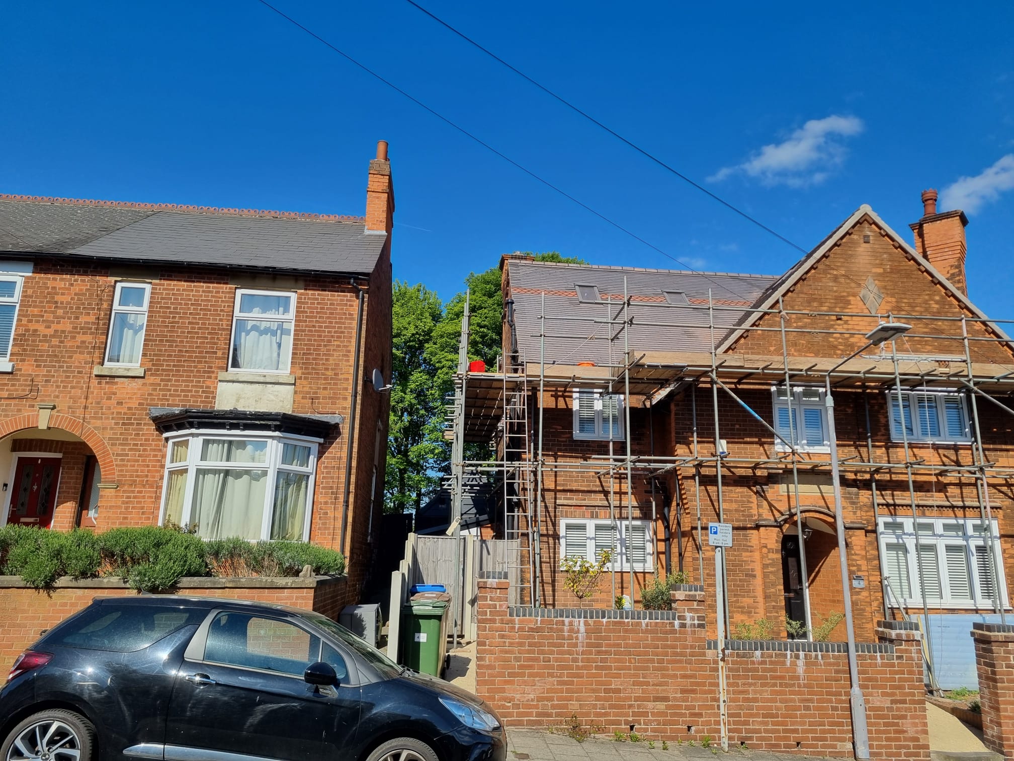 Loft conversion with scaffolding in Mansfield